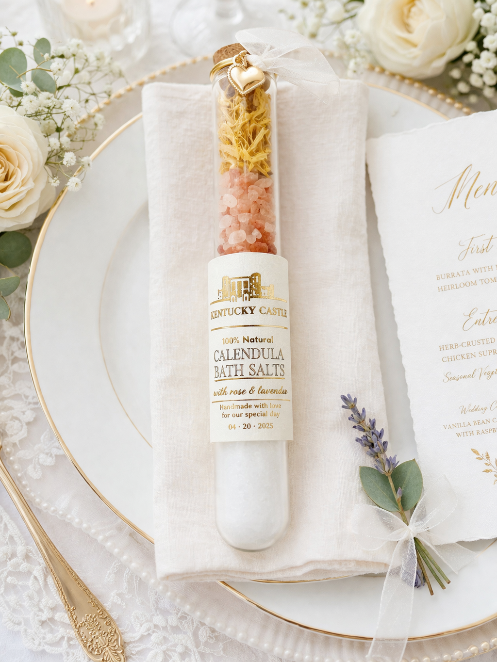 Personalized Bath Salt Tubes, Gold Label Luxury Favors, Bridal Shower, Wedding, Baby Shower Gifts