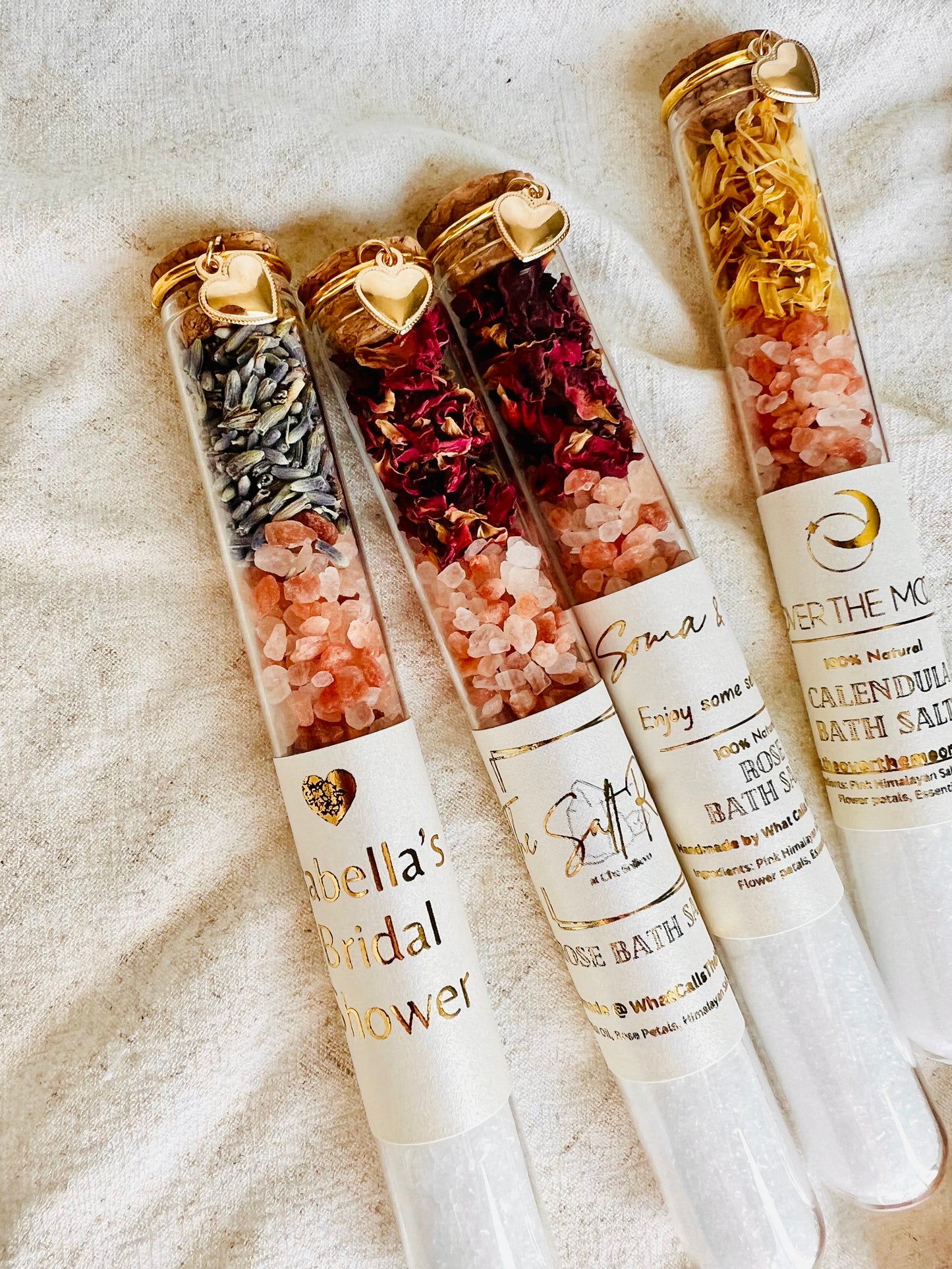 Personalized Bath Salt Tubes, Gold Label Luxury Favors, Bridal Shower, Wedding, Baby Shower Gifts
