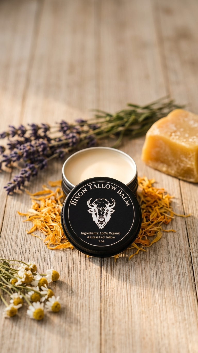 1 oz Bison Tallow Balm for Natural Skin Nourishment and Moisturizing