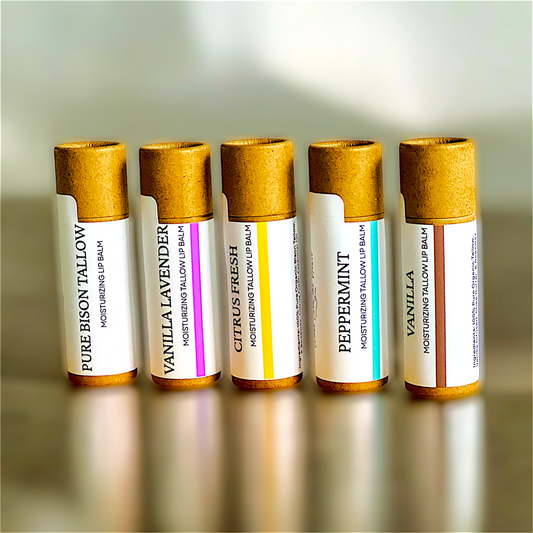 Bison Tallow Lip Balm | Organic | Grass Fed | Natural Skincare for Chapped Lips