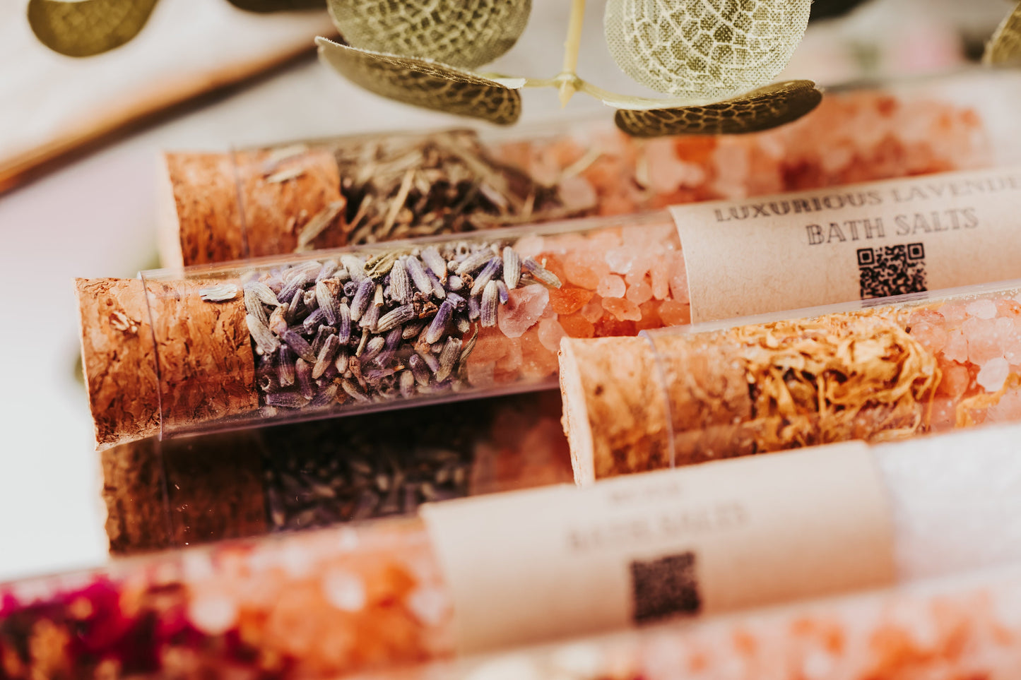 Bath Salts Spa Favors: Himalayan, Lavender, Rose - 3.1oz Tubes