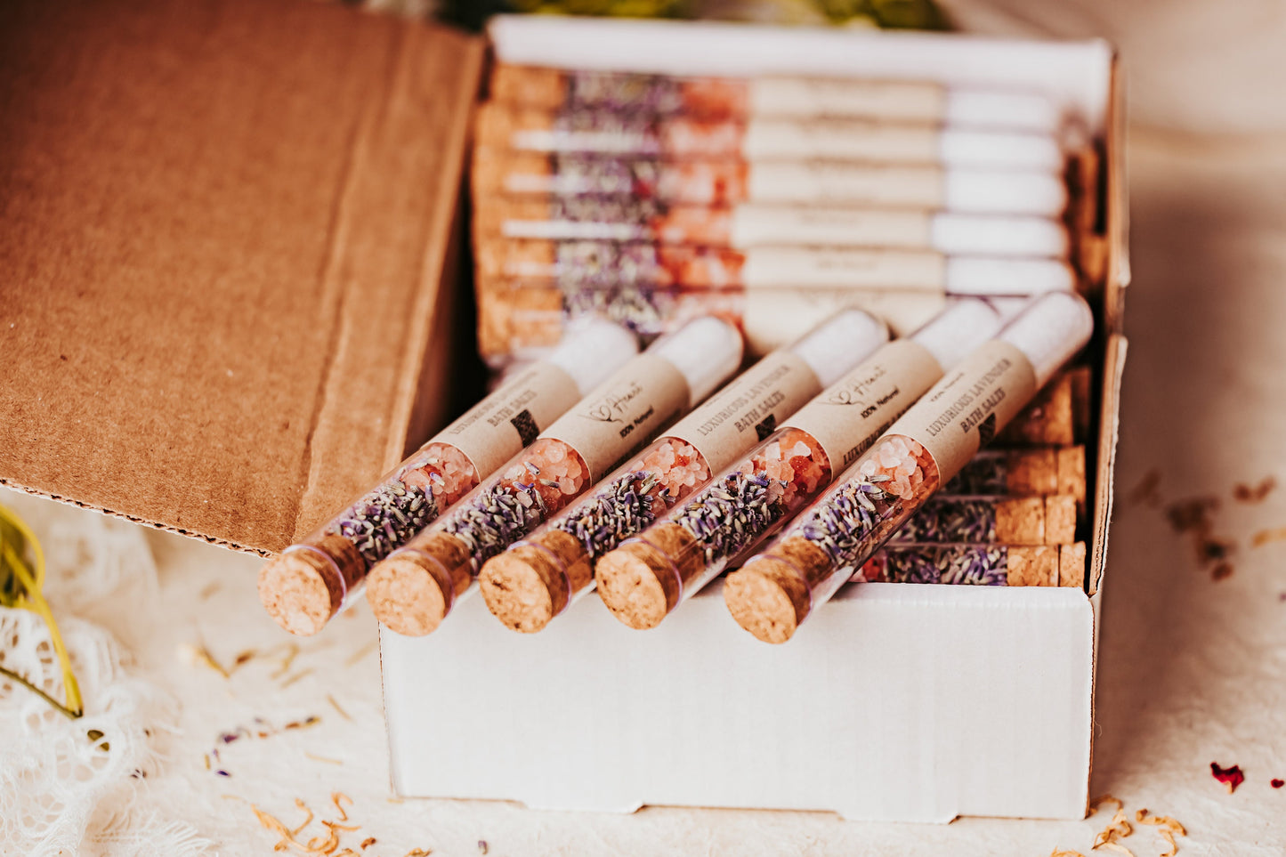 Bath Salts Spa Favors: Himalayan, Lavender, Rose - 3.1oz Tubes