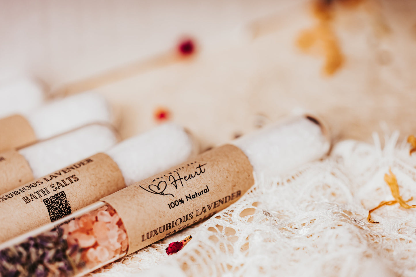 Bath Salts Spa Favors: Himalayan, Lavender, Rose - 3.1oz Tubes